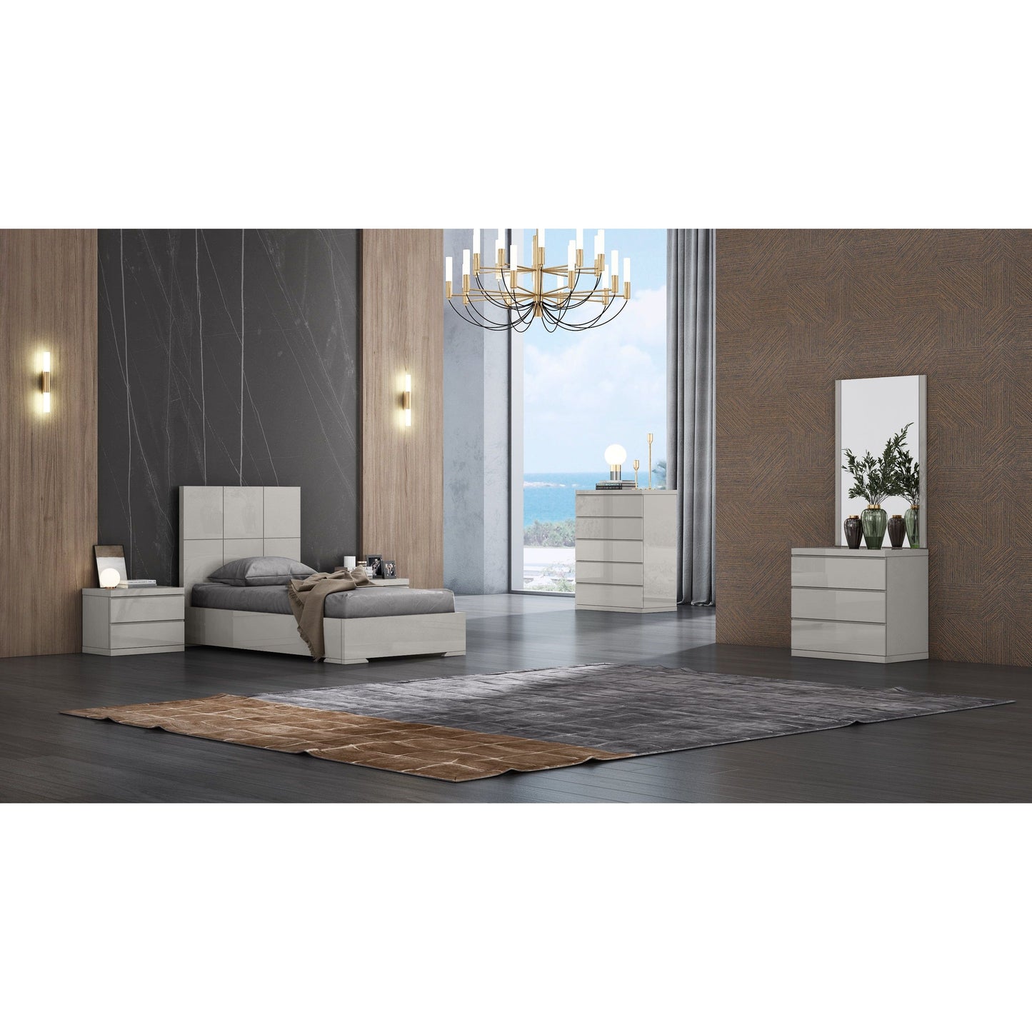 Whitelline Modern Living Whiteline Anna Twin Bed Light Grey BT1207-LGRY