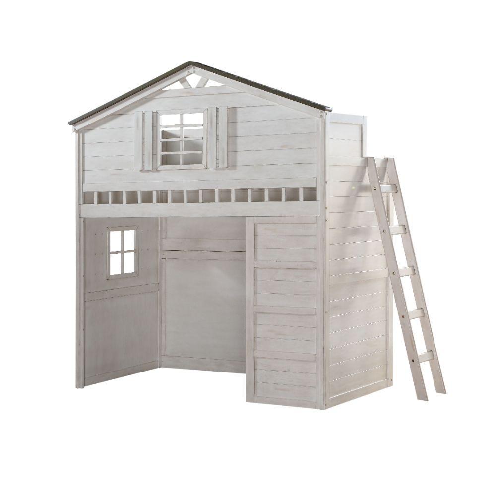 ACME Loft Beds ACME Tree House Loft Bed- Weathered White & Washed Gray