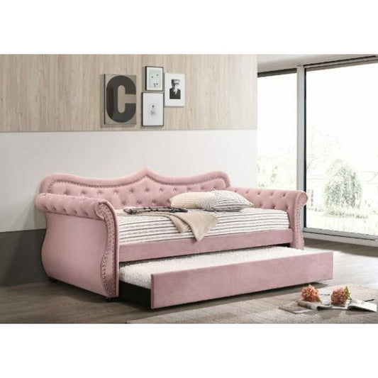 ACME Adkins Pink Velvet Daybed and Trundle 39420