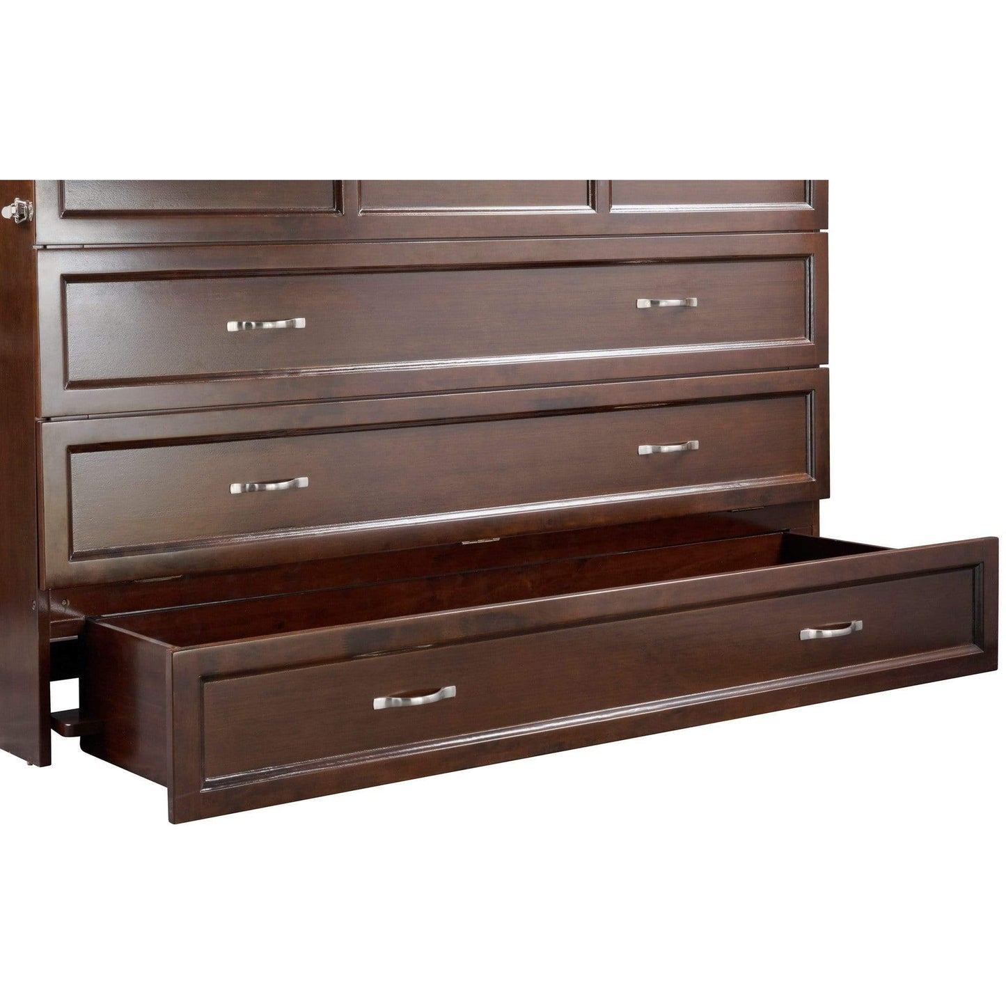 Atlantic Furniture Murphy Bed Chest Deerfield Murphy Bed Chest Queen Antique Walnut with Charging Station