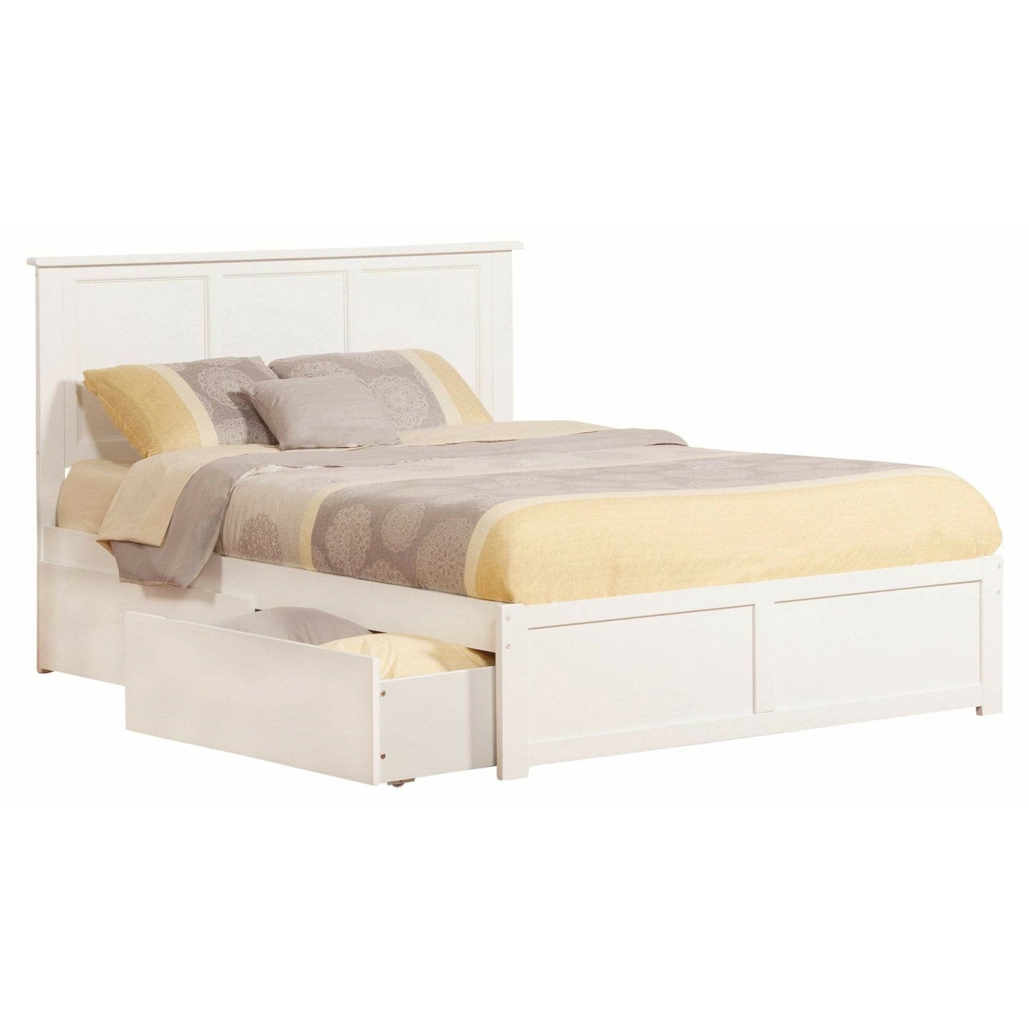 Atlantic Furniture Bed Madison King Platform Bed with Flat Panel Foot Board and 2 Urban Bed Drawers in Espresso