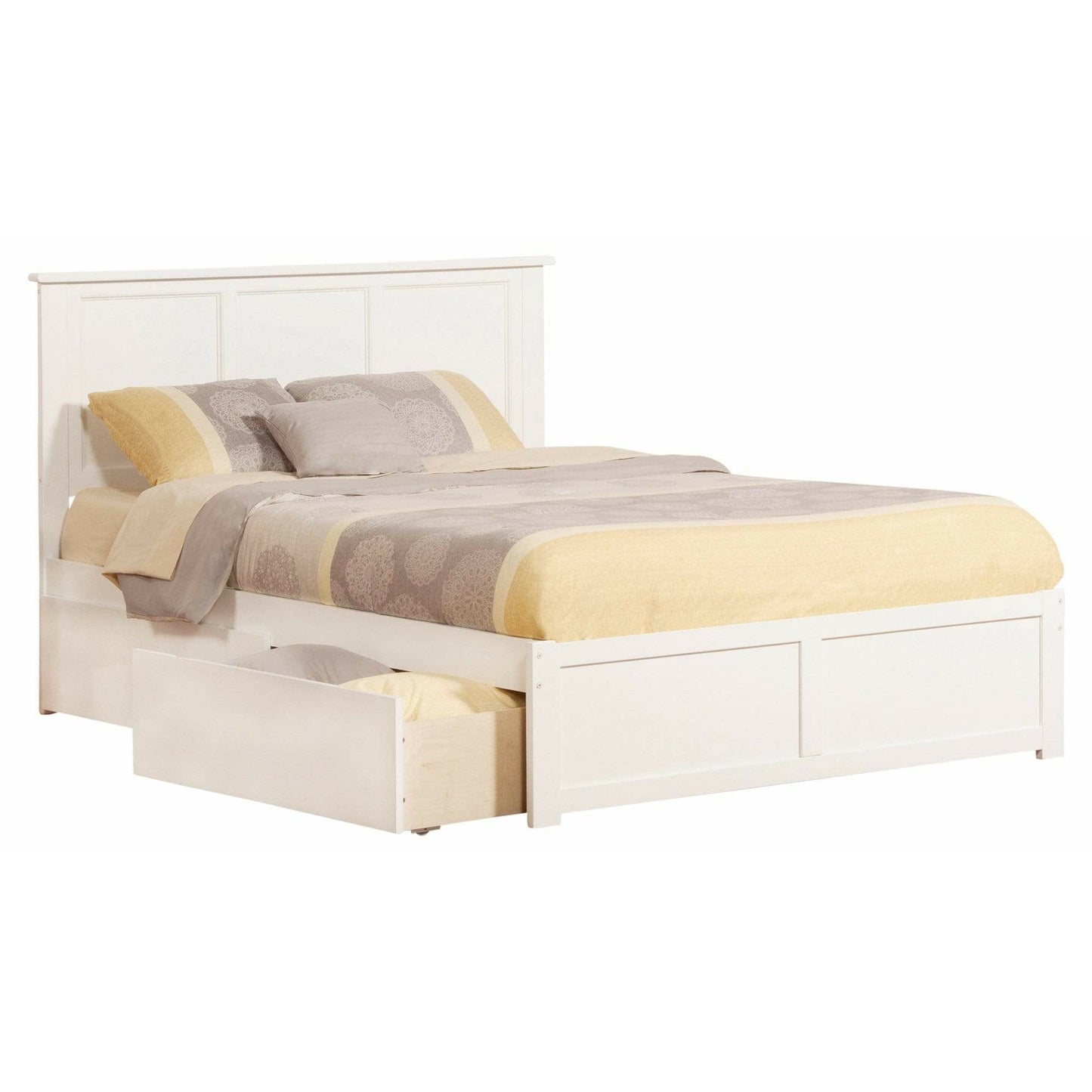 Atlantic Furniture Bed Madison Queen Platform Bed with Flat Panel Foot Board and 2 Urban Bed Drawers in Espresso