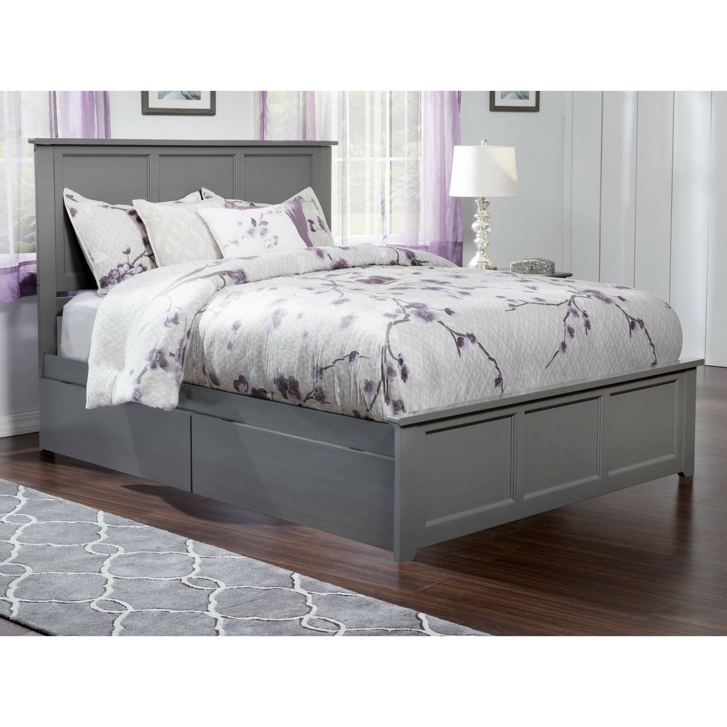 Atlantic Furniture Bed Madison Queen Platform Bed with Matching Foot Board with 2 Urban Bed Drawers in Espresso