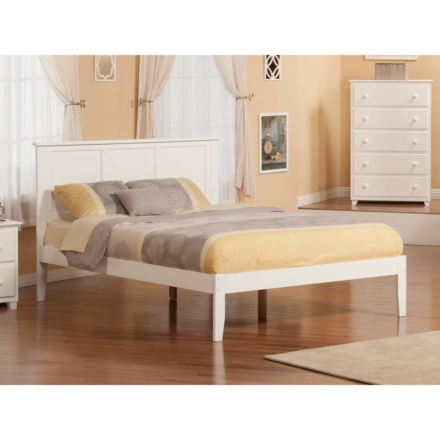 Atlantic Furniture Bed Madison Queen Platform Bed with Open Foot Board in Espresso