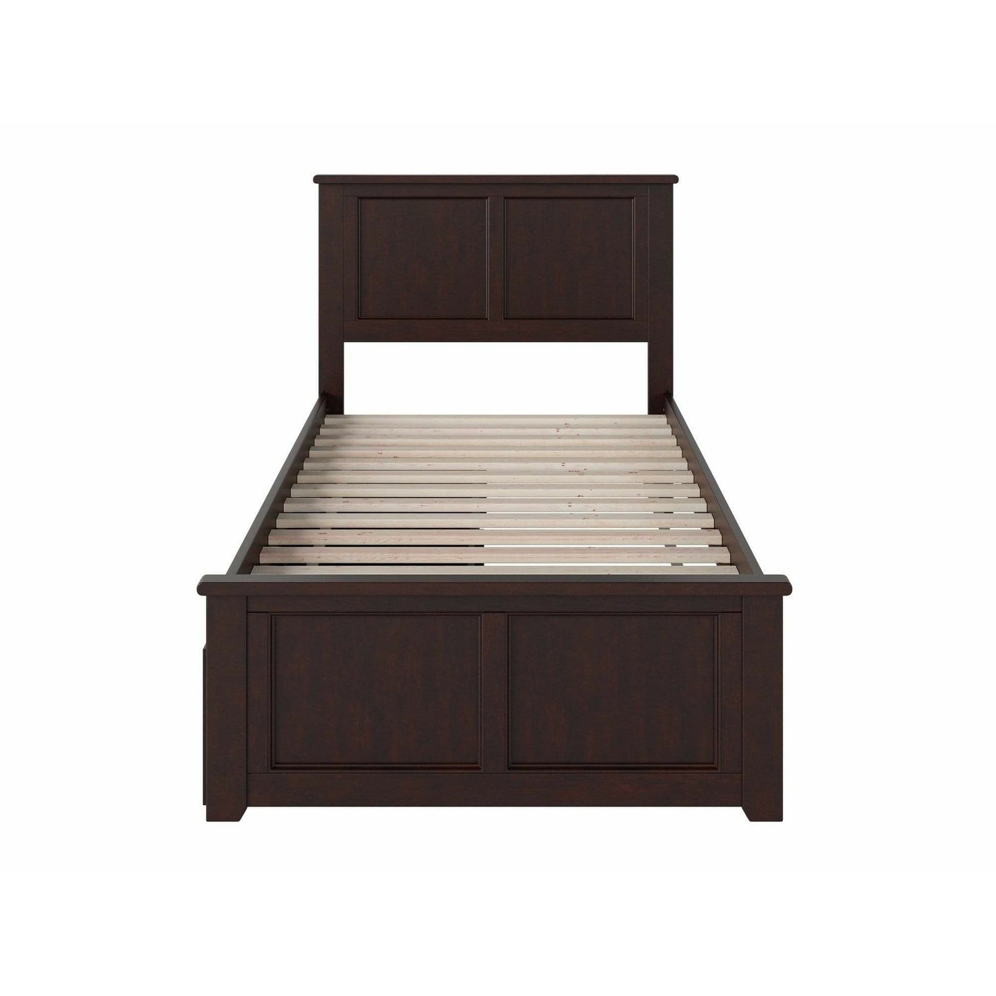 Atlantic Furniture Bed Madison Twin XL Platform Bed with Matching Foot Board with 2 Urban Bed Drawers in Espresso