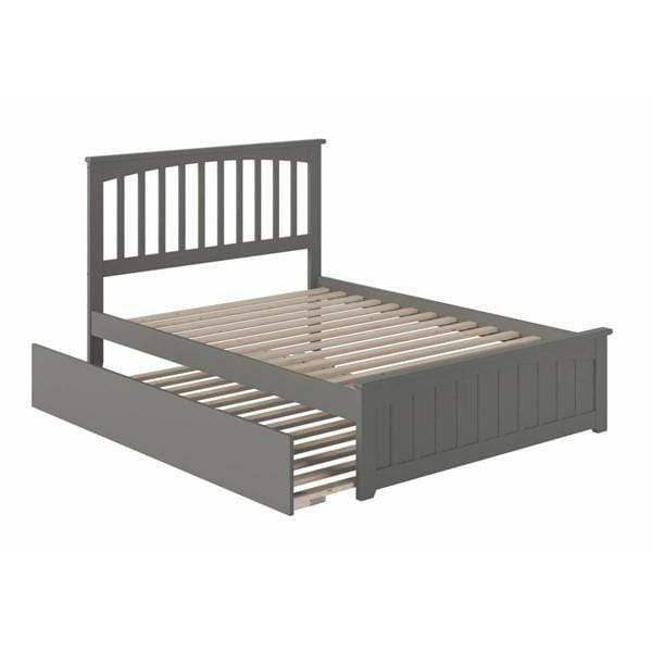 Atlantic Furniture Bed Mission Full Platform Bed with Matching Foot Board with Full Size Urban Trundle Bed in Espresso