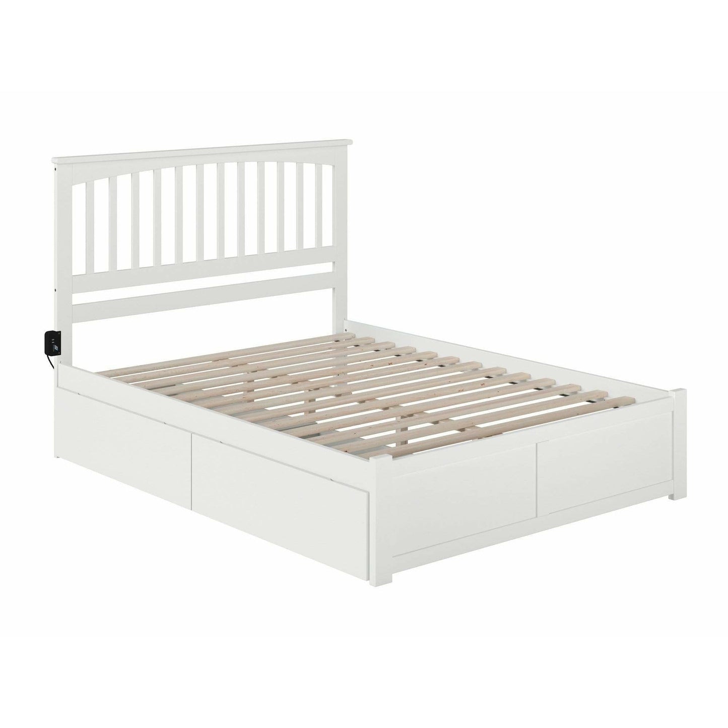 Atlantic Furniture Bed Mission King Platform Bed with Flat Panel Foot Board and 2 Urban Bed Drawers in Espresso