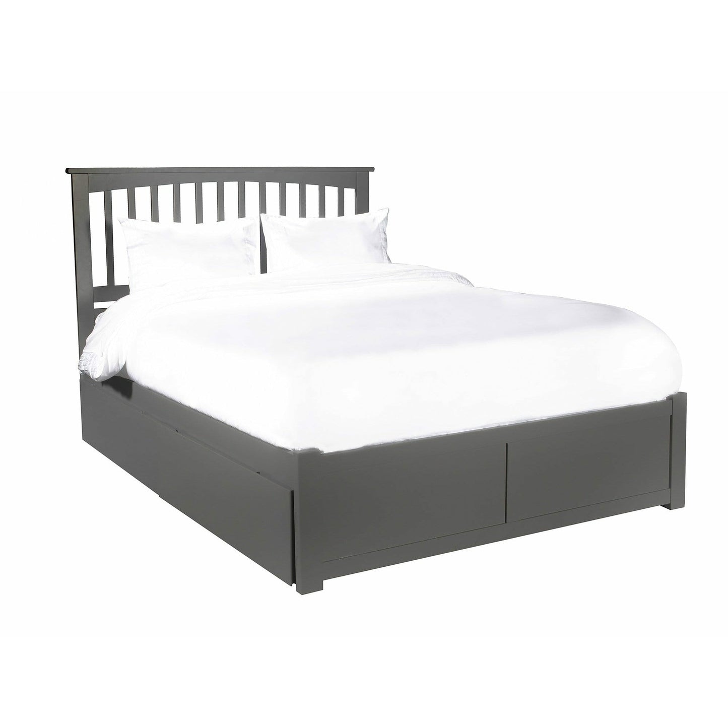 Atlantic Furniture Bed Mission King Platform Bed with Flat Panel Foot Board and 2 Urban Bed Drawers in Espresso