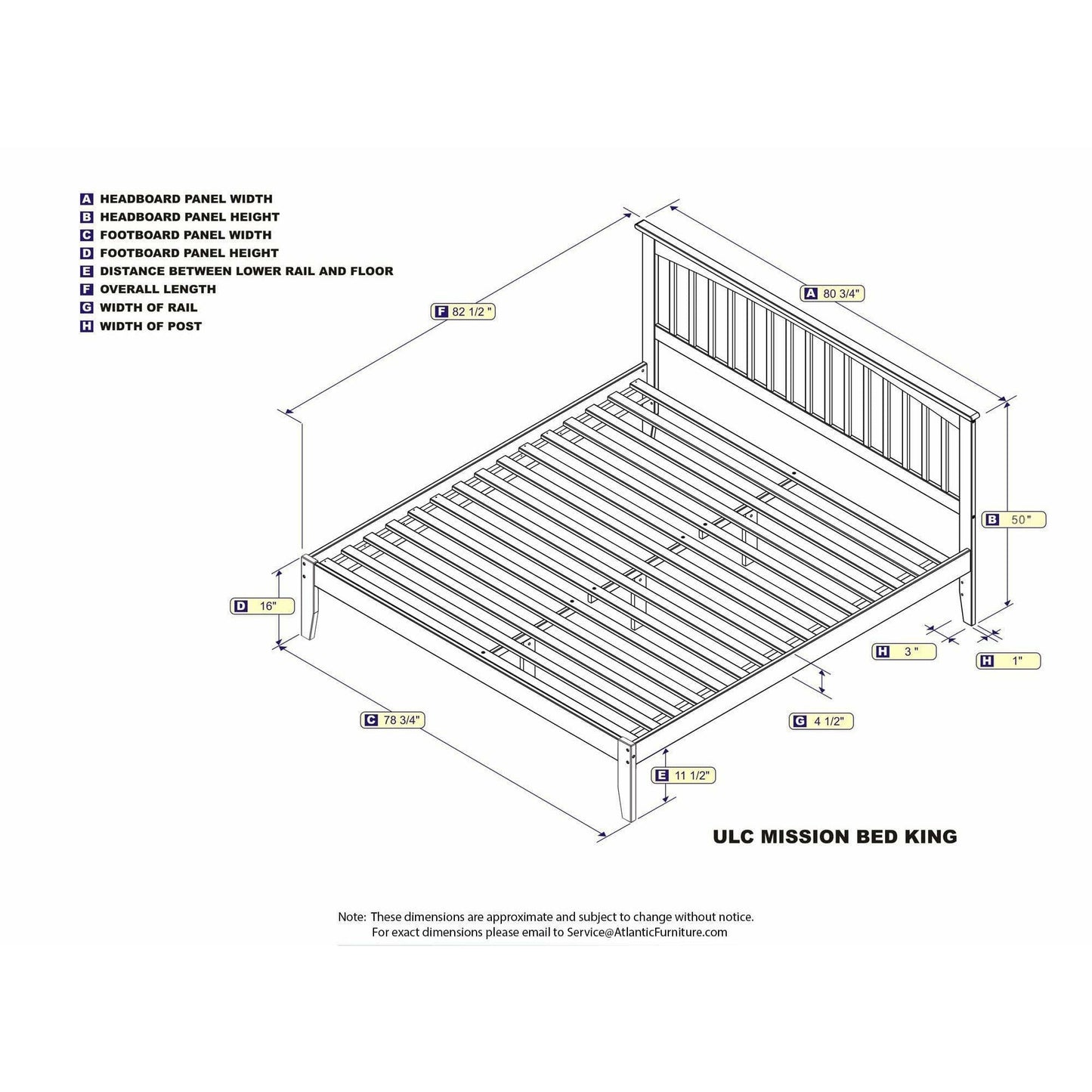 Atlantic Furniture Bed Mission King Platform Bed with Open Foot Board in Espresso