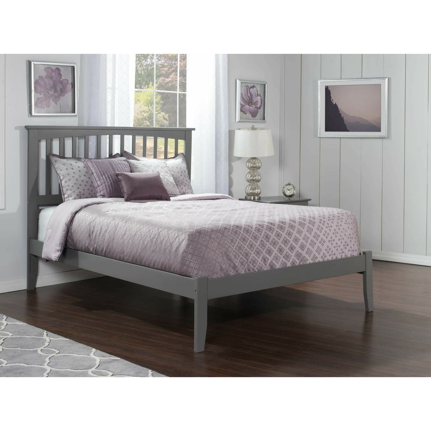 Atlantic Furniture Bed Mission Queen Platform Bed with Open Foot Board in Espresso