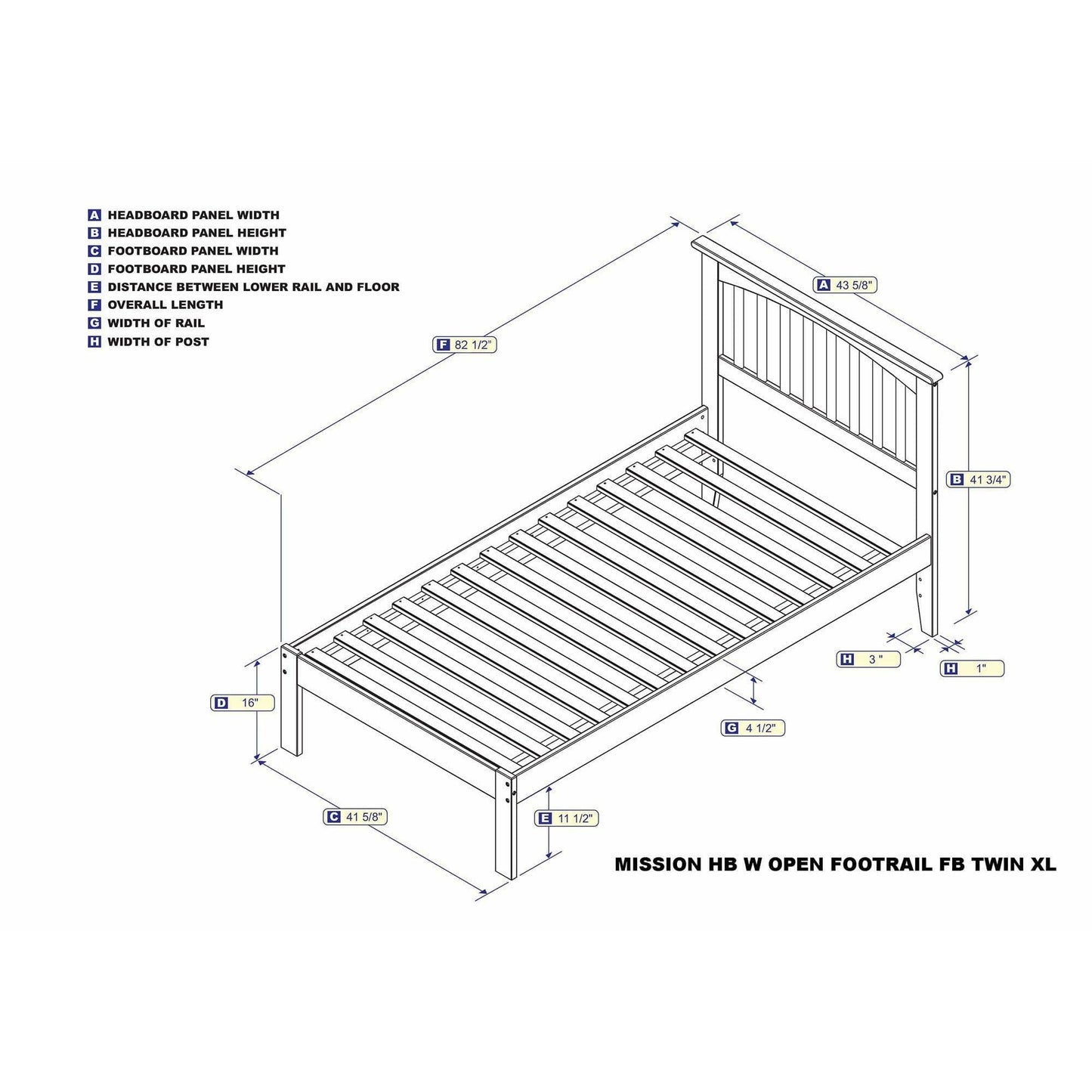 Atlantic Furniture Bed Mission Twin XL Platform Bed with Open Foot Board in Espresso