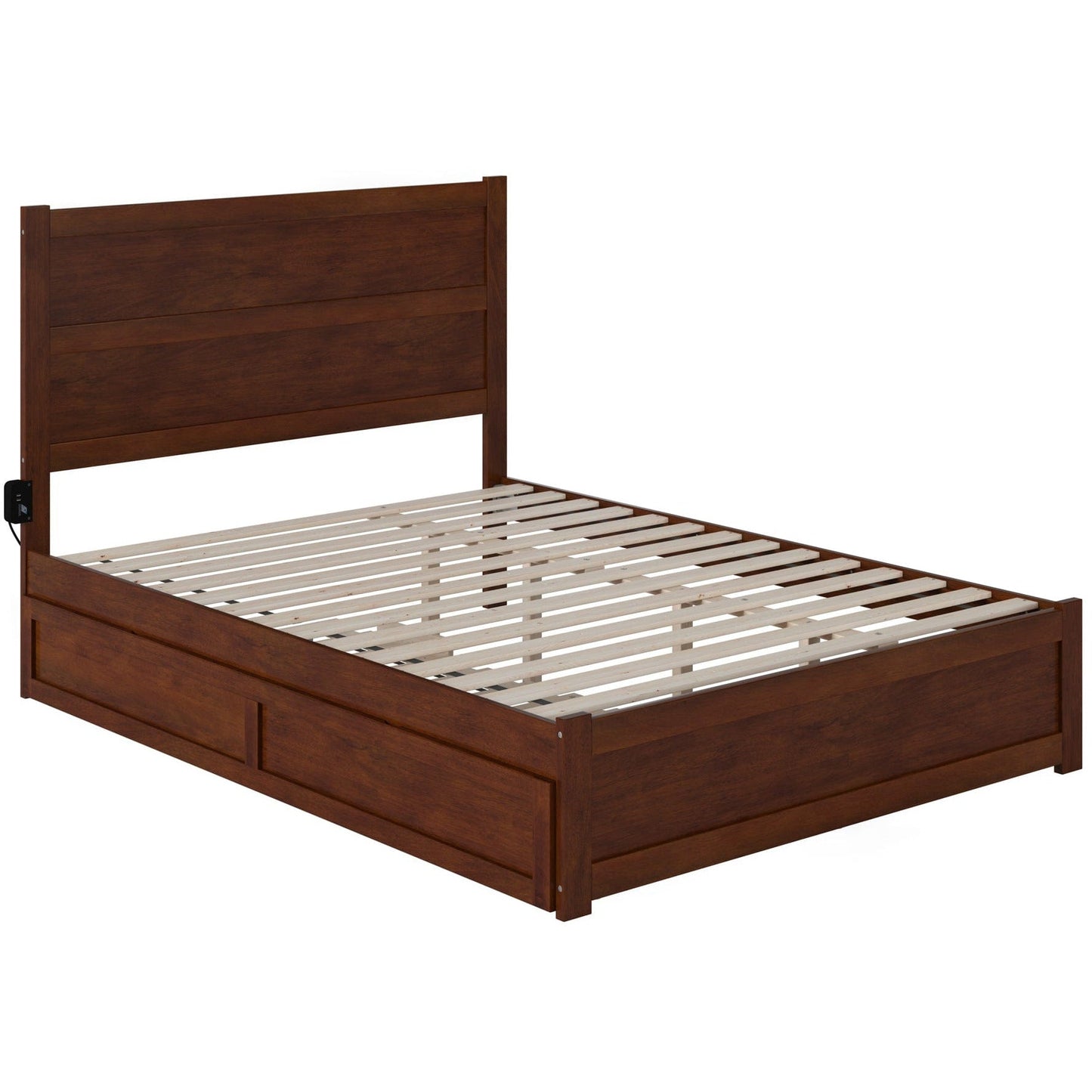 AFI Furnishings NoHo Queen Bed with Footboard and Twin Extra Long Trundle in Walnut AG9161144