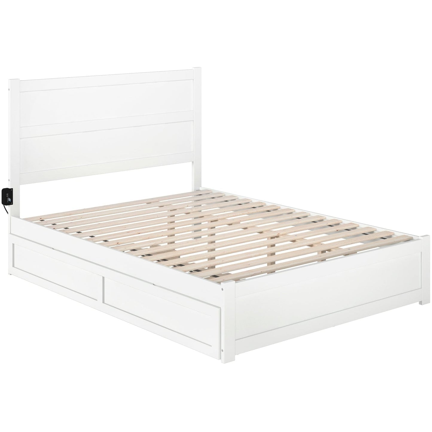 AFI Furnishings NoHo Queen Bed with Footboard and Twin Extra Long Trundle in White AG9161142