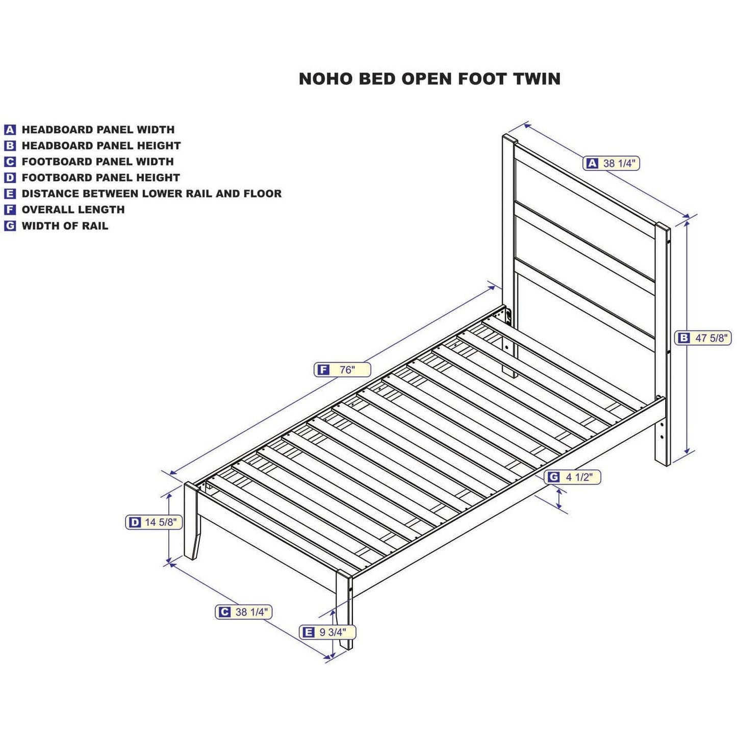 AFI Furnishings NoHo Twin Bed in Grey AG9110029