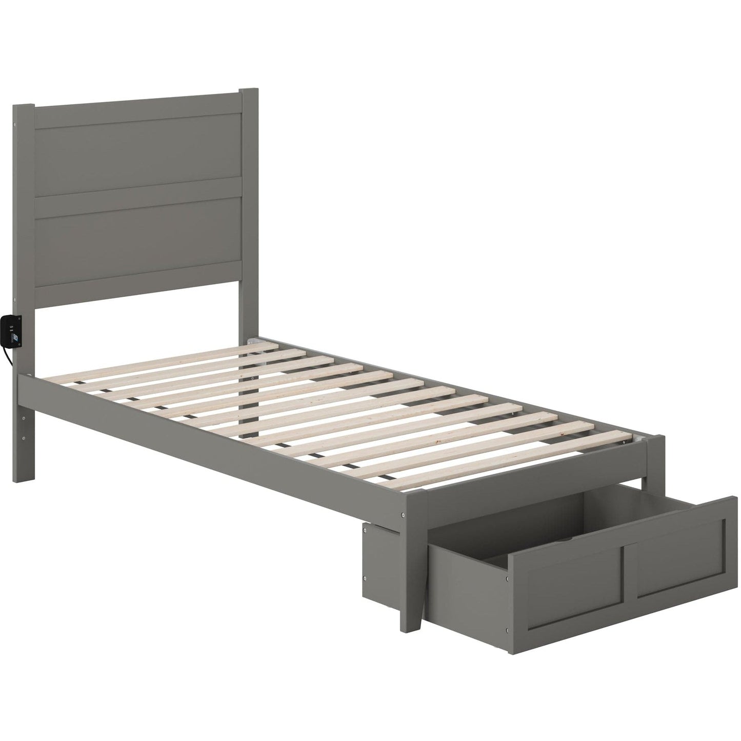 AFI Furnishings NoHo Twin Bed with Foot Drawer in Grey AG9112229