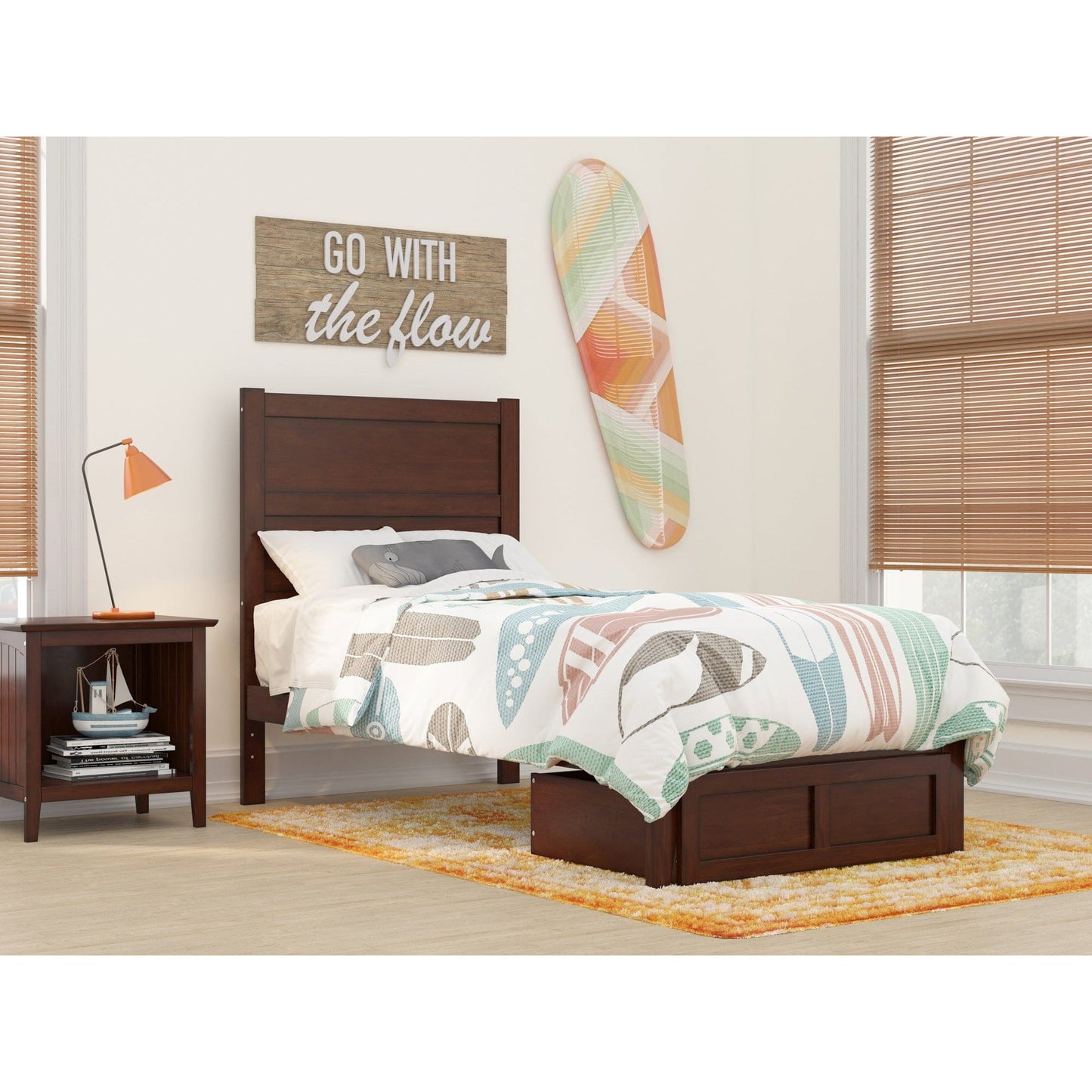 AFI Furnishings NoHo Twin Bed with Foot Drawer in Walnut AG9112224