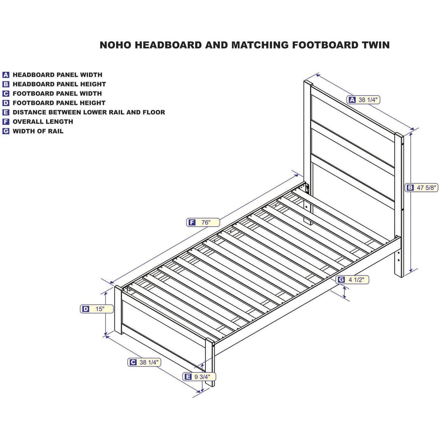 AFI Furnishings NoHo Twin Bed with Footboard in Grey AG9160029