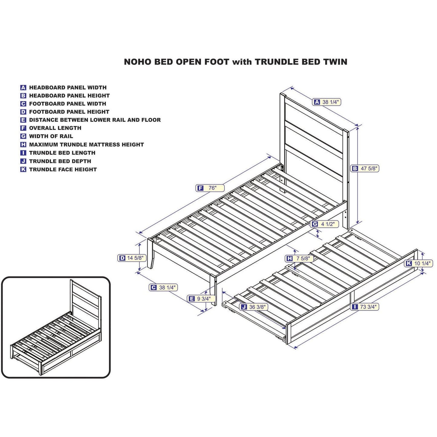 AFI Furnishings NoHo Twin Bed with Twin Trundle in White AG9111222