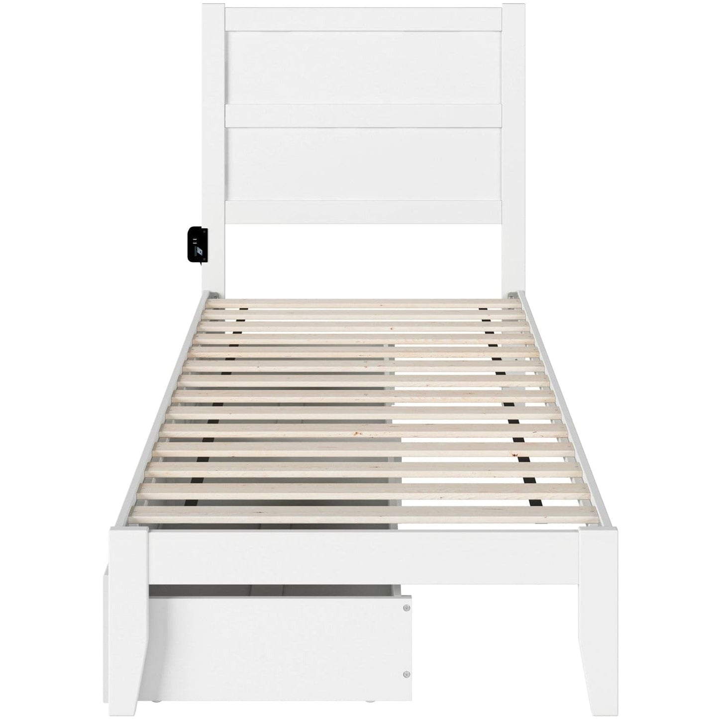 AFI Furnishings NoHo Twin Extra Long Bed with 2 Drawers in White AG9113412