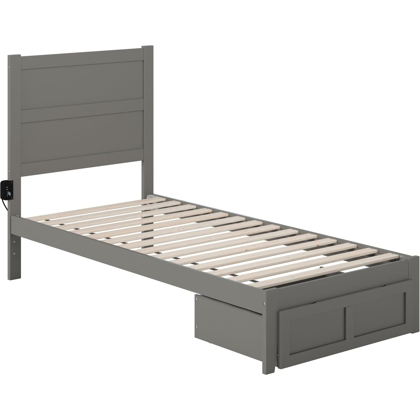 AFI Furnishings NoHo Twin Extra Long Bed with Foot Drawer in Grey AG9112419