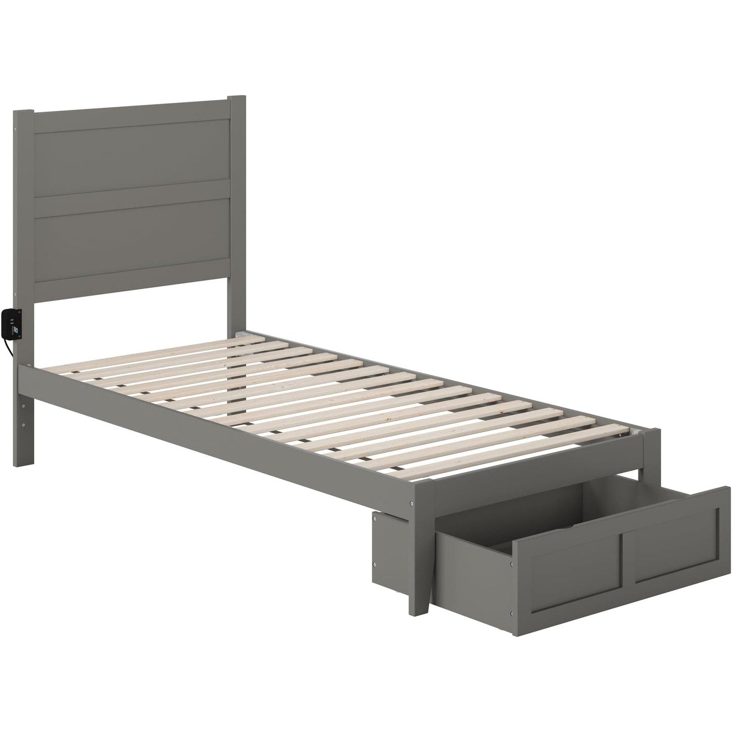 AFI Furnishings NoHo Twin Extra Long Bed with Foot Drawer in Grey AG9112419