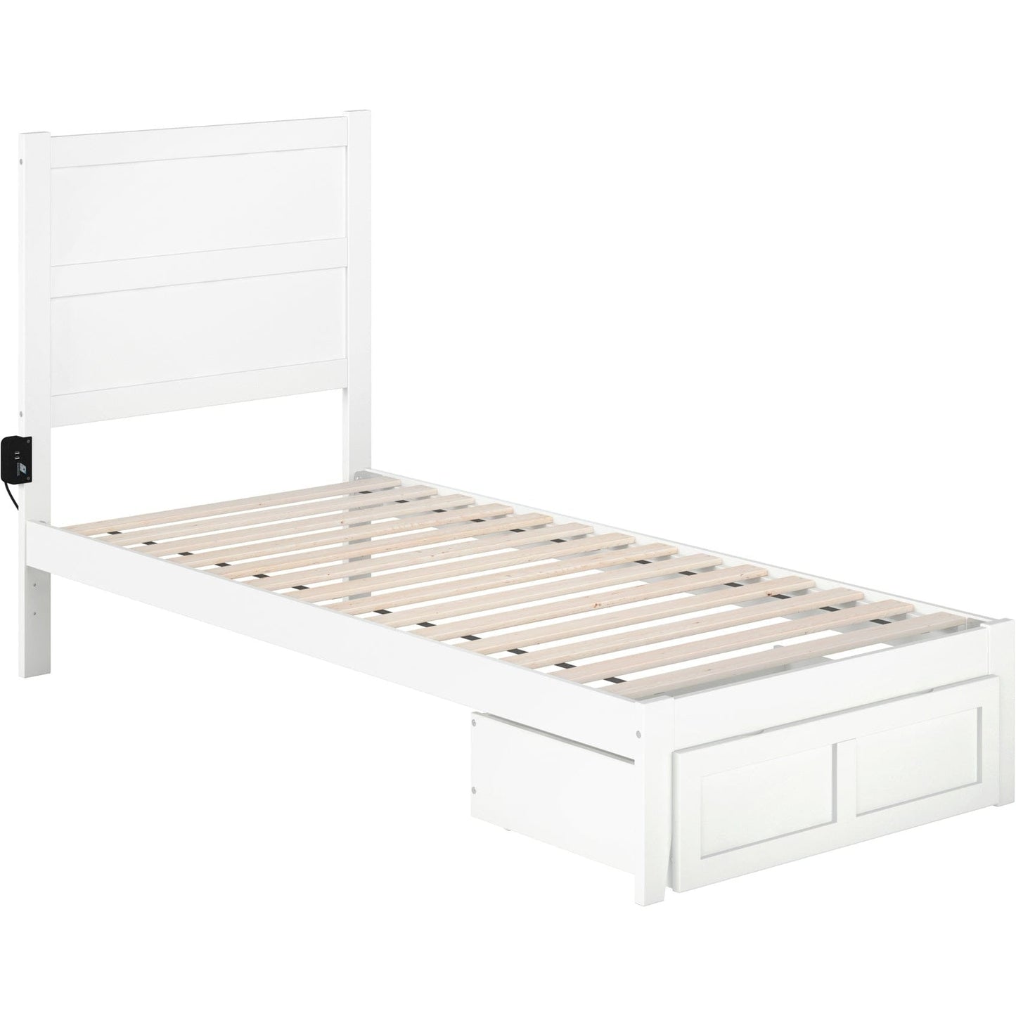 AFI Furnishings NoHo Twin Extra Long Bed with Foot Drawer in White AG9112412