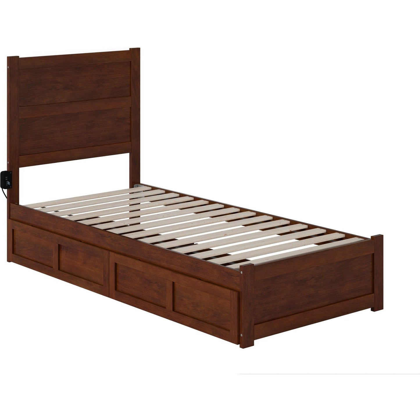 AFI Furnishings NoHo Twin Extra Long Bed with Footboard and 2 Drawers in Walnut AG9163414