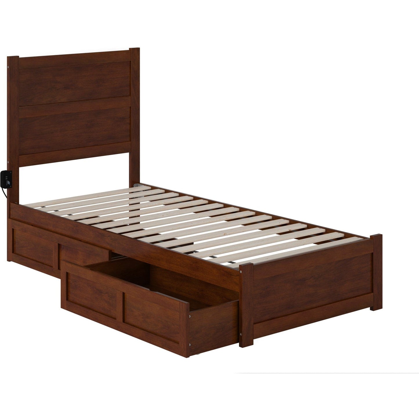 AFI Furnishings NoHo Twin Extra Long Bed with Footboard and 2 Drawers in Walnut AG9163414