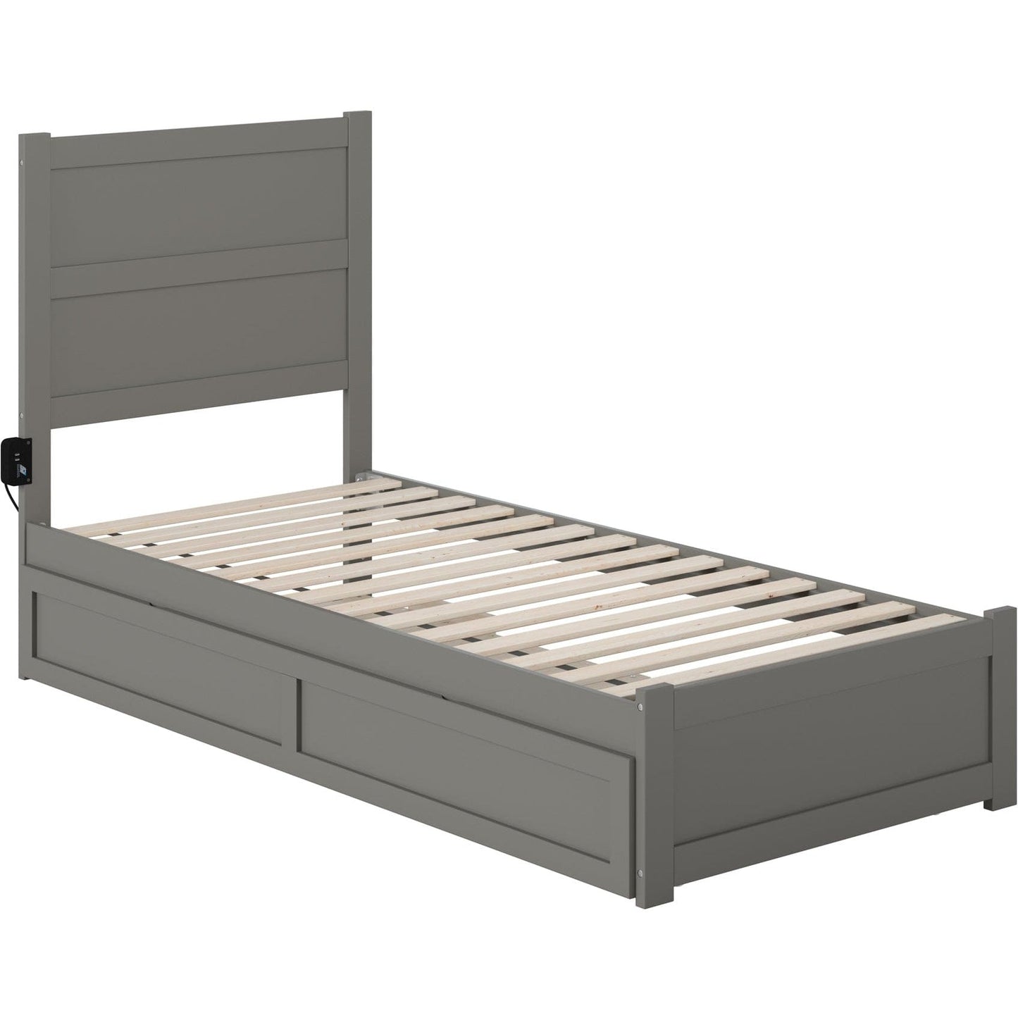 AFI Furnishings NoHo Twin Extra Long Bed with Footboard and Twin Extra Long Trundle in Grey AG9161119