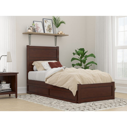 AFI Furnishings NoHo Twin Extra Long Bed with Footboard and Twin Extra Long Trundle in Walnut AG9161114