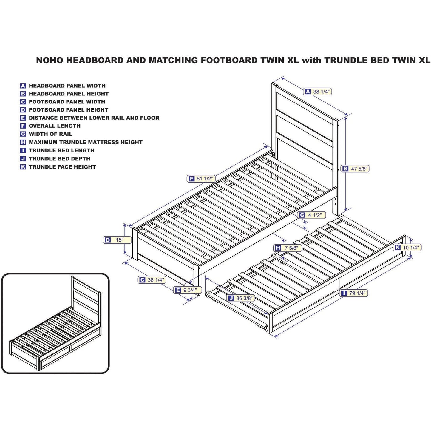 AFI Furnishings NoHo Twin Extra Long Bed with Footboard and Twin Extra Long Trundle in White AG9161112