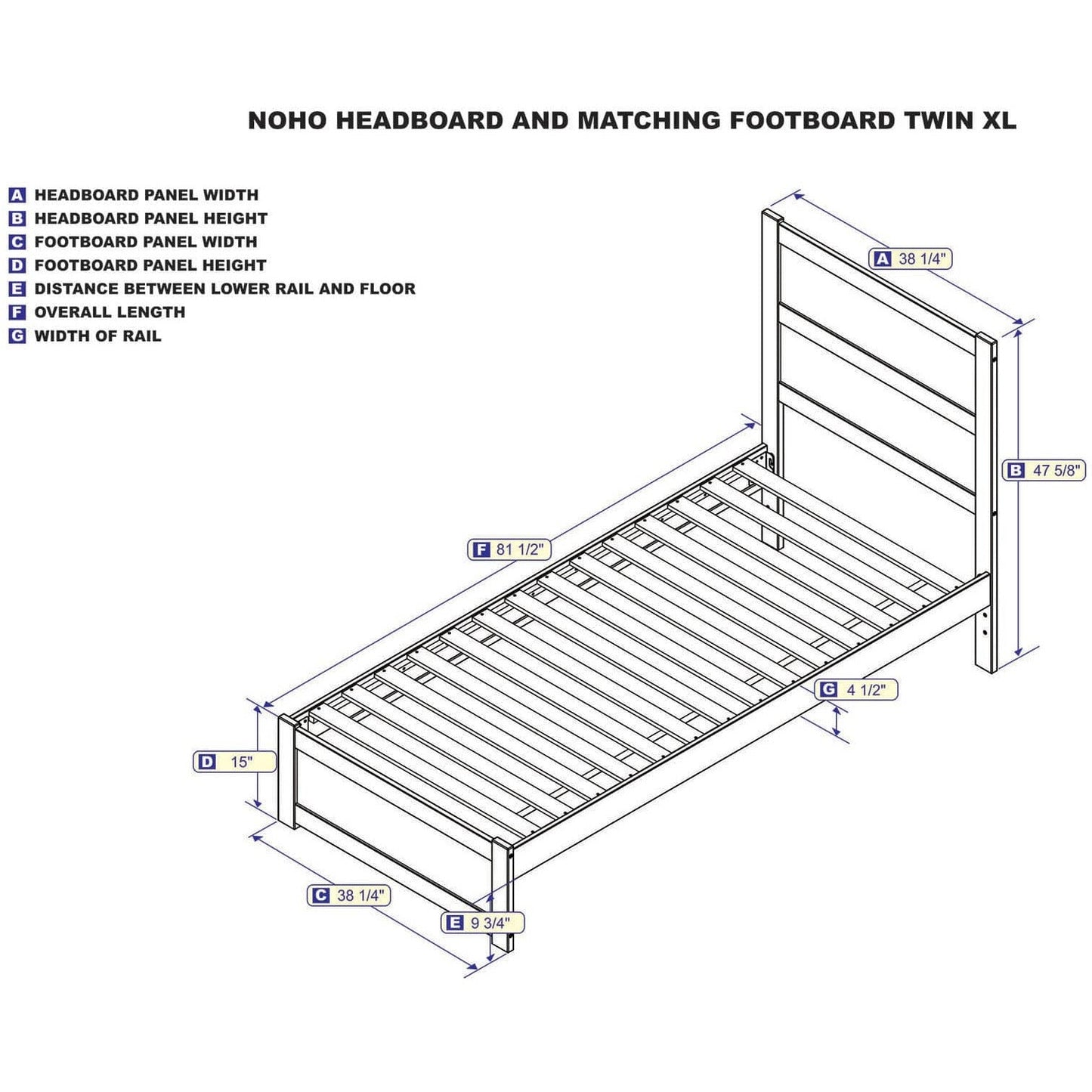 AFI Furnishings NoHo Twin Extra Long Bed with Footboard in Grey AG9160019