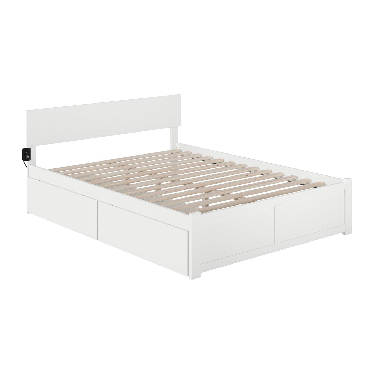 AFI Furnishings Orlando King Bed with Flat Panel Footboard and Set of 2 Drawers in White AR8152112