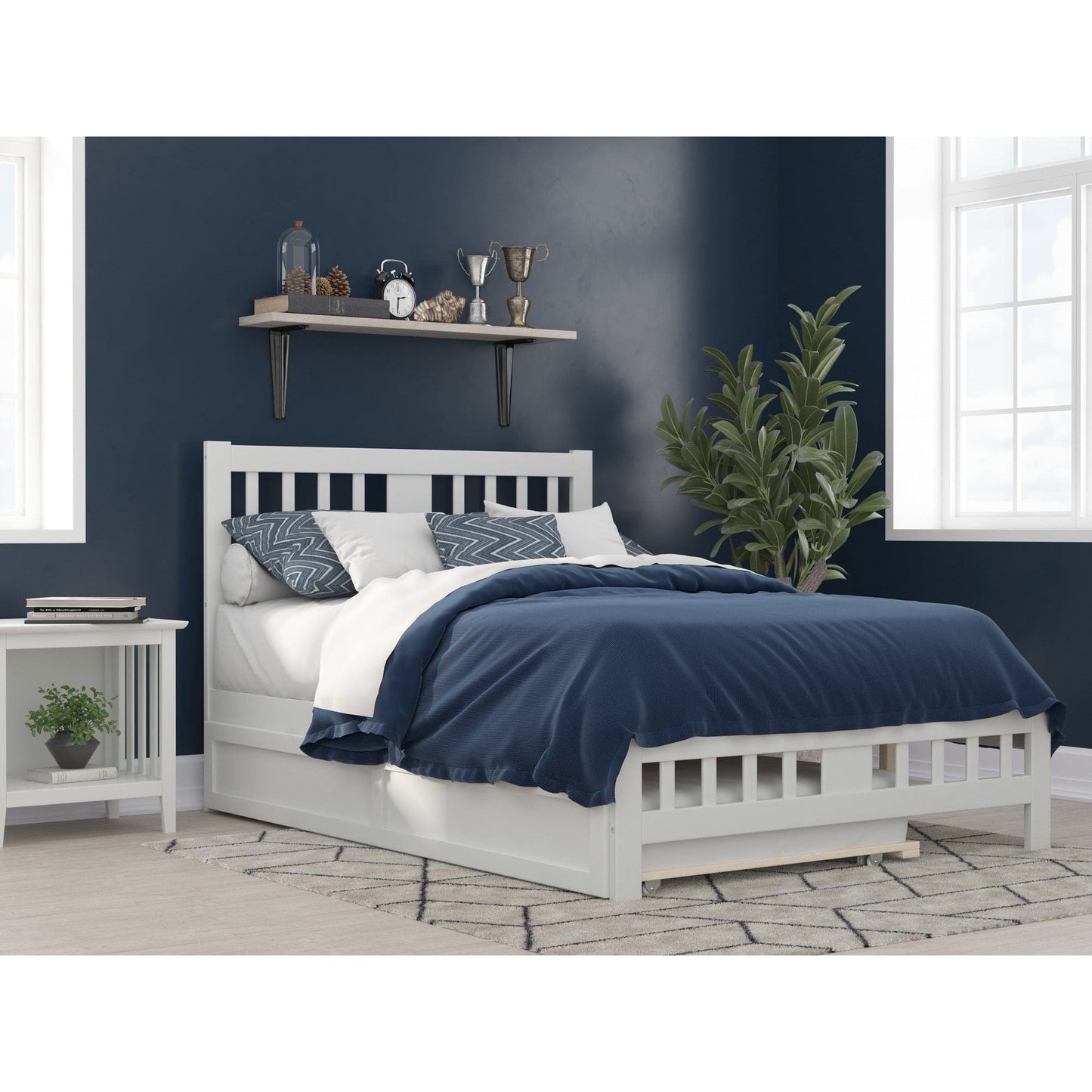 AFI Furnishings Tahoe Full Bed with Footboard and Twin Trundle in White AG8961232