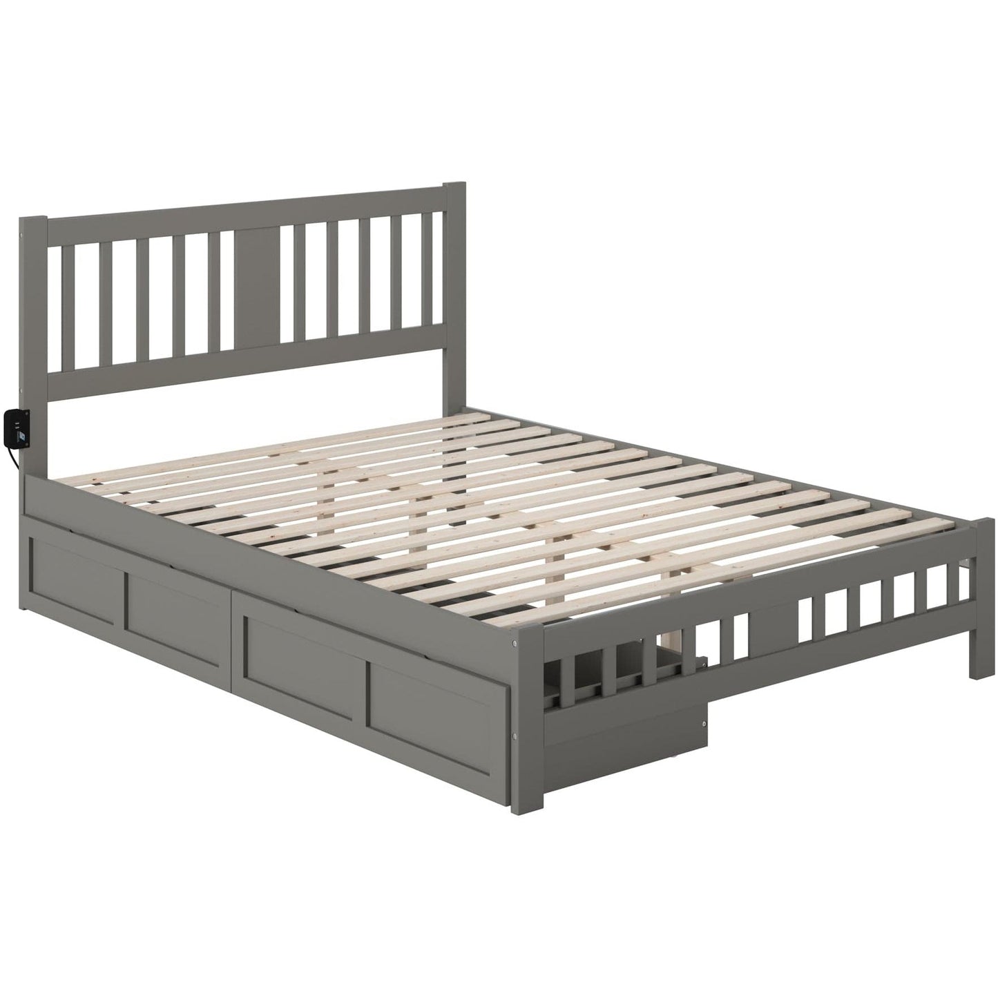 AFI Furnishings Tahoe Queen Bed with Footboard and 2 Drawers in Grey AG8963449