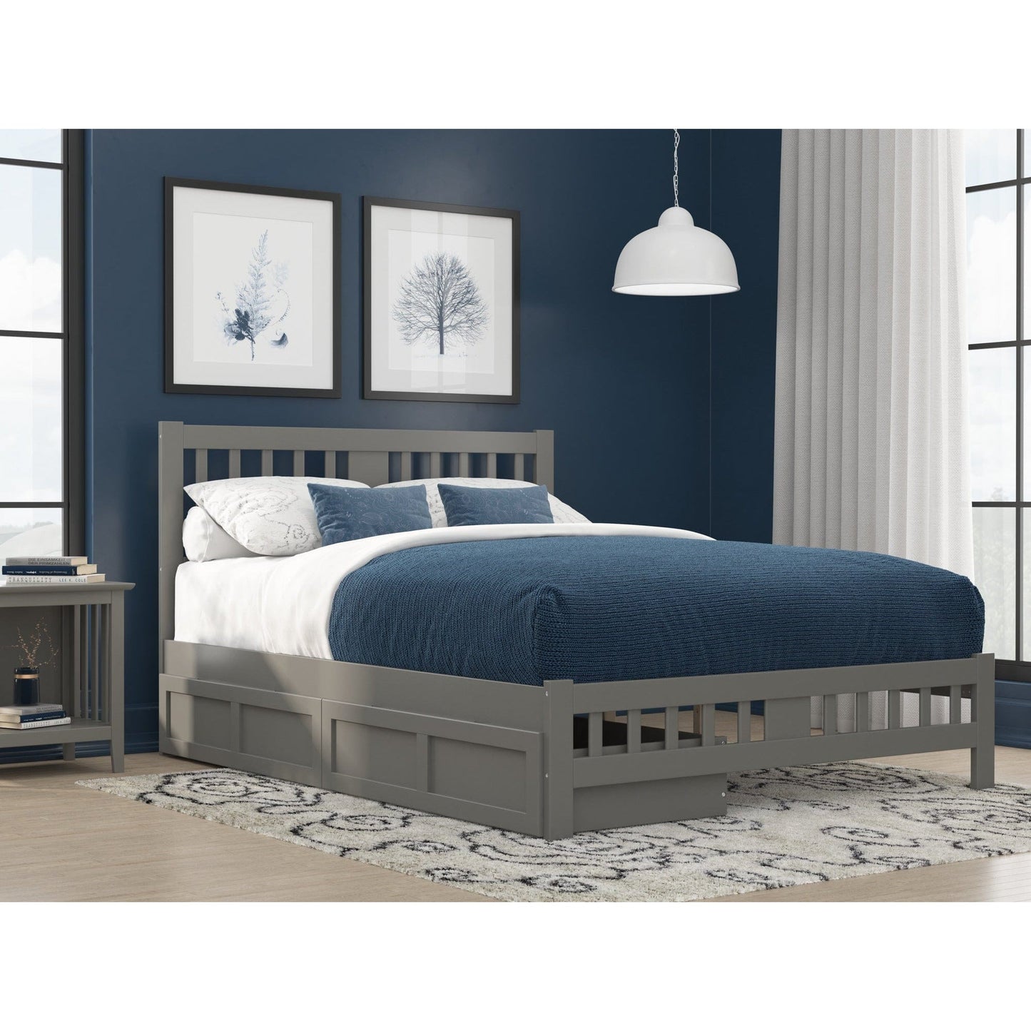 AFI Furnishings Tahoe Queen Bed with Footboard and 2 Drawers in Grey AG8963449