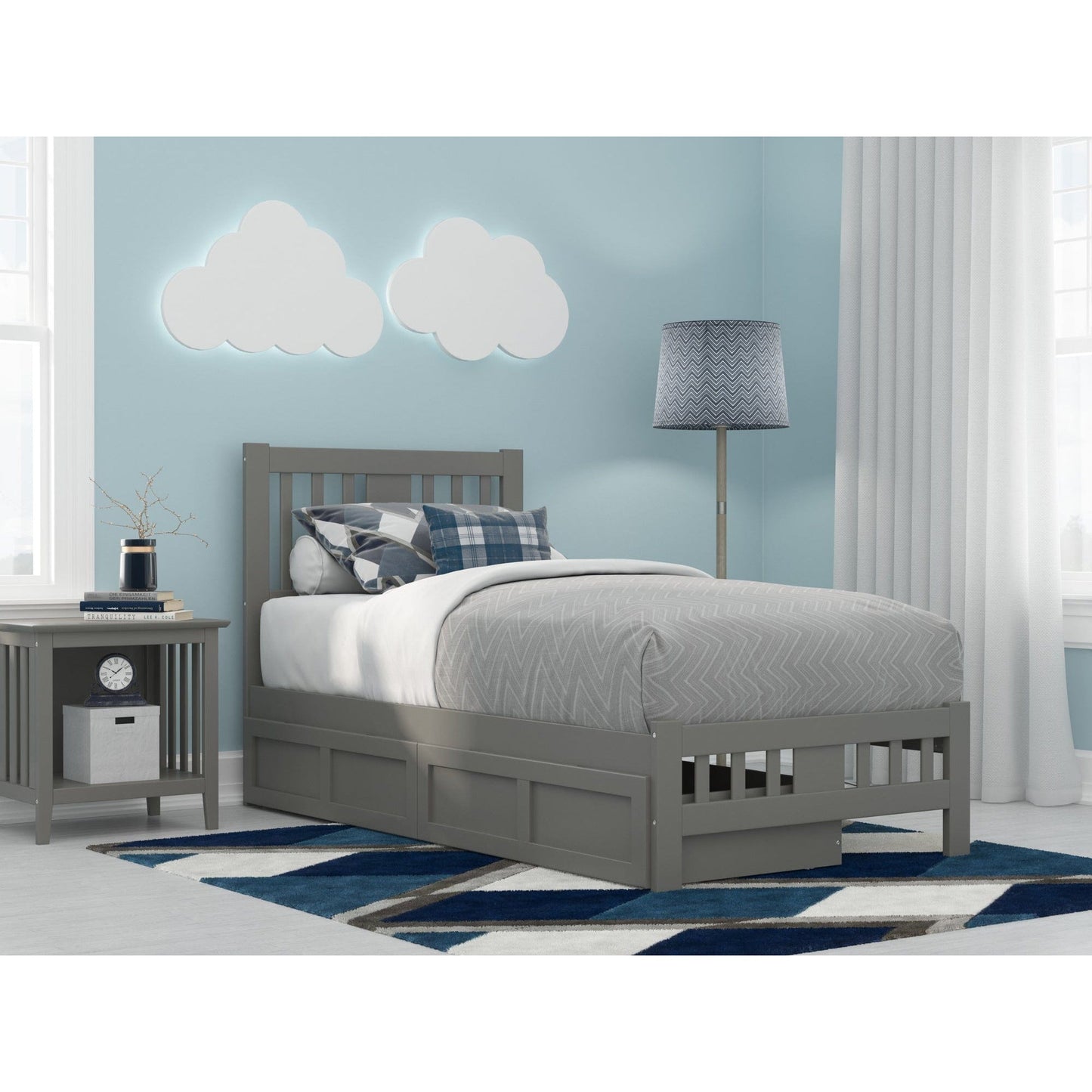 AFI Furnishings Tahoe Twin Bed with Footboard and 2 Drawers in Grey AG8963329