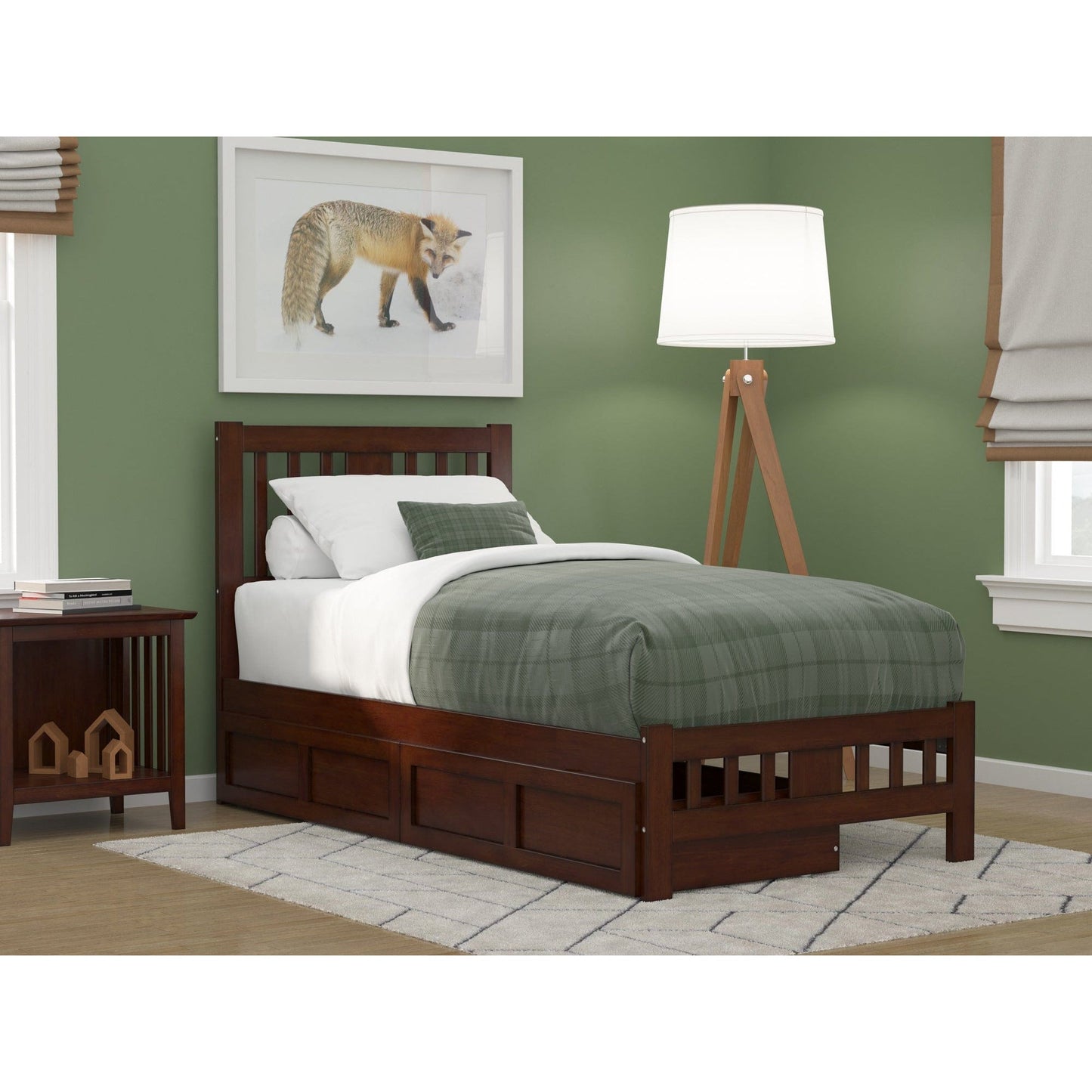 AFI Furnishings Tahoe Twin Bed with Footboard and 2 Drawers in Walnut AG8963324