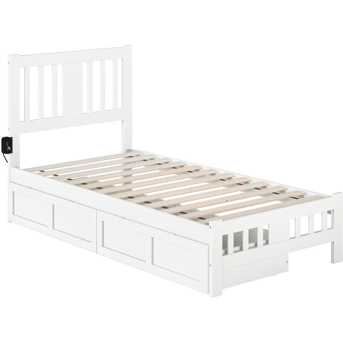 AFI Furnishings Tahoe Twin Bed with Footboard and 2 Drawers in White AG8963322