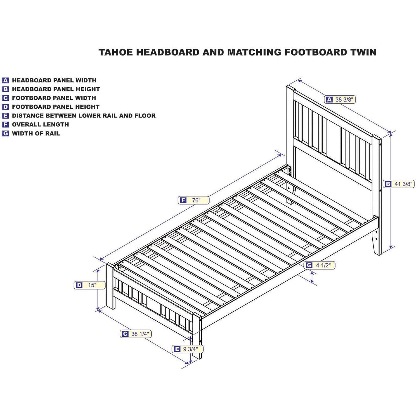 AFI Furnishings Tahoe Twin Bed with Footboard in White AG8960022