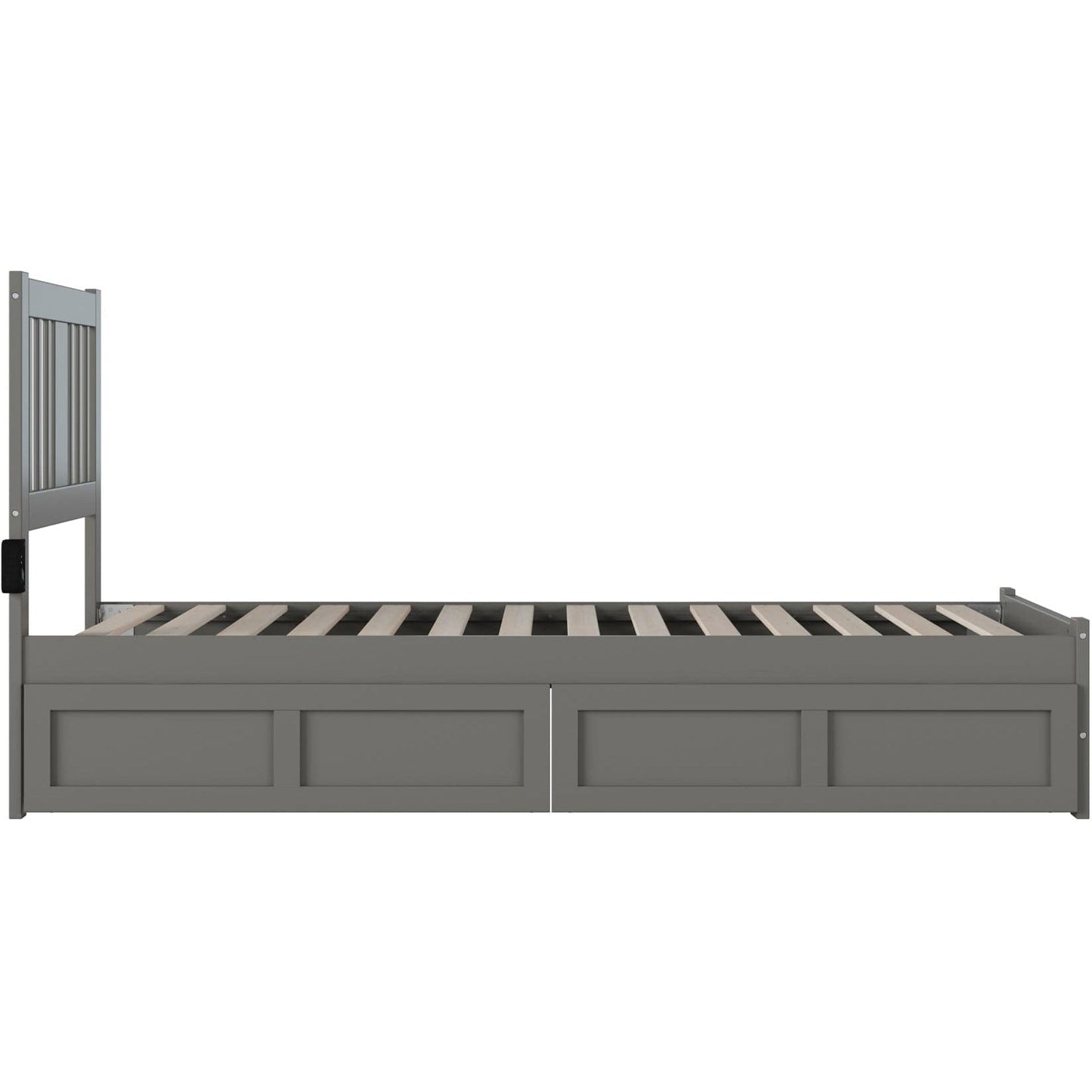 AFI Furnishings Tahoe Twin Extra Long Bed with Footboard and 2 Drawers in Grey AG8963419