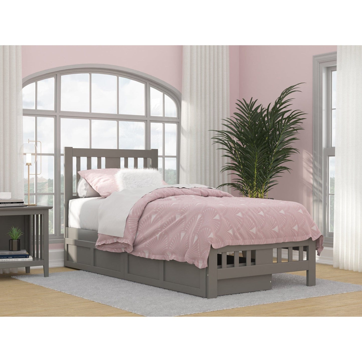 AFI Furnishings Tahoe Twin Extra Long Bed with Footboard and 2 Drawers in Grey AG8963419