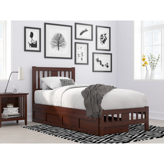 AFI Furnishings Tahoe Twin Extra Long Bed with Footboard and 2 Drawers in Walnut AG8963414