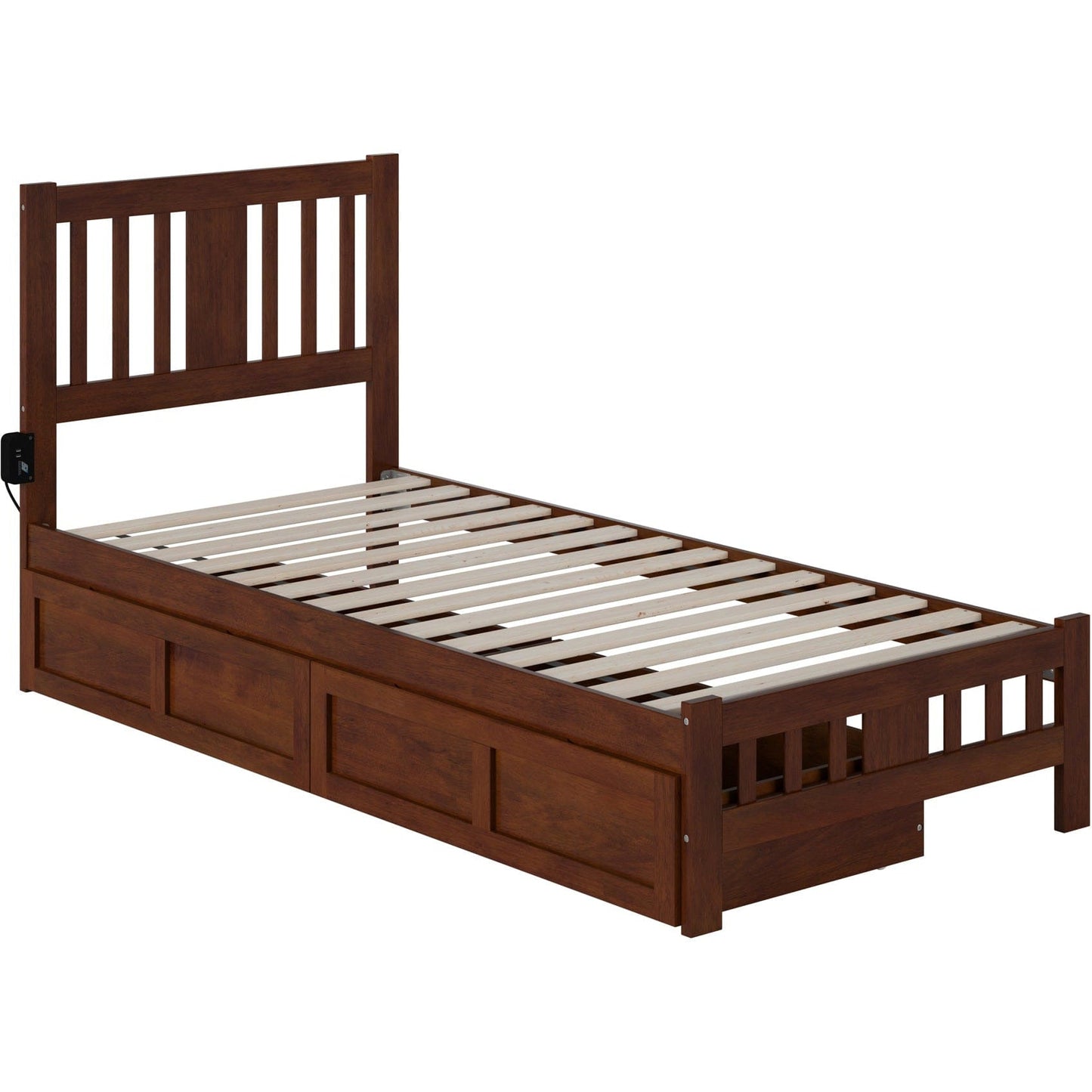 AFI Furnishings Tahoe Twin Extra Long Bed with Footboard and 2 Drawers in Walnut AG8963414