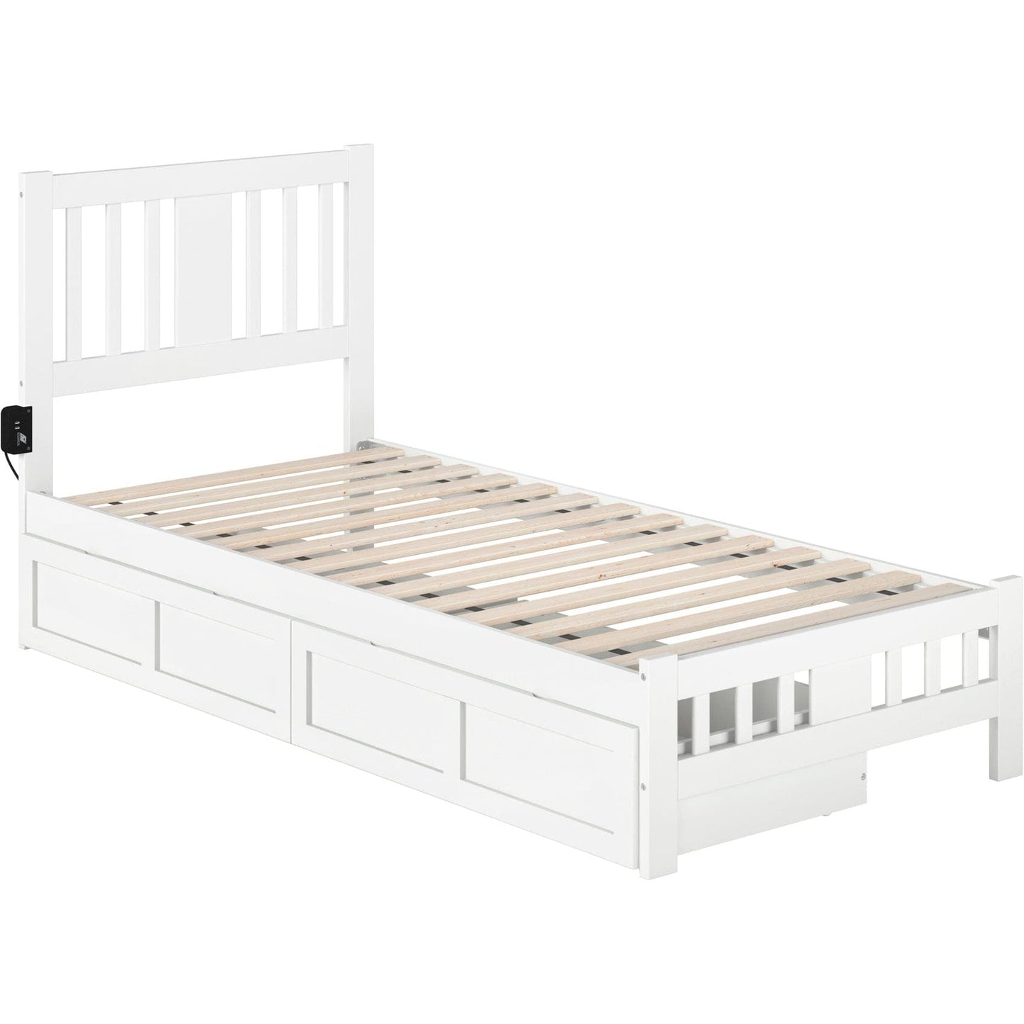 AFI Furnishings Tahoe Twin Extra Long Bed with Footboard and 2 Drawers in White AG8963412