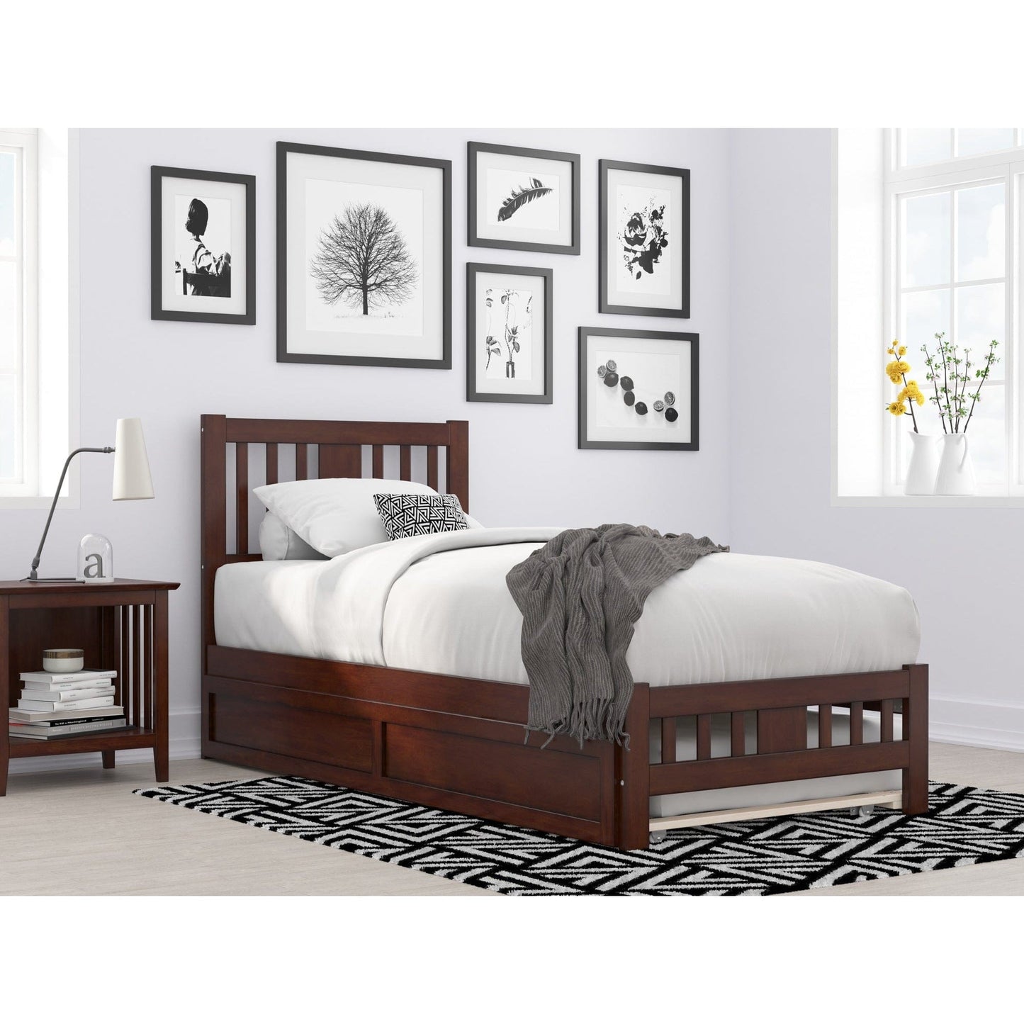 AFI Furnishings Tahoe Twin Extra Long Bed with Footboard and Twin Extra Long Trundle in Walnut AG8961114