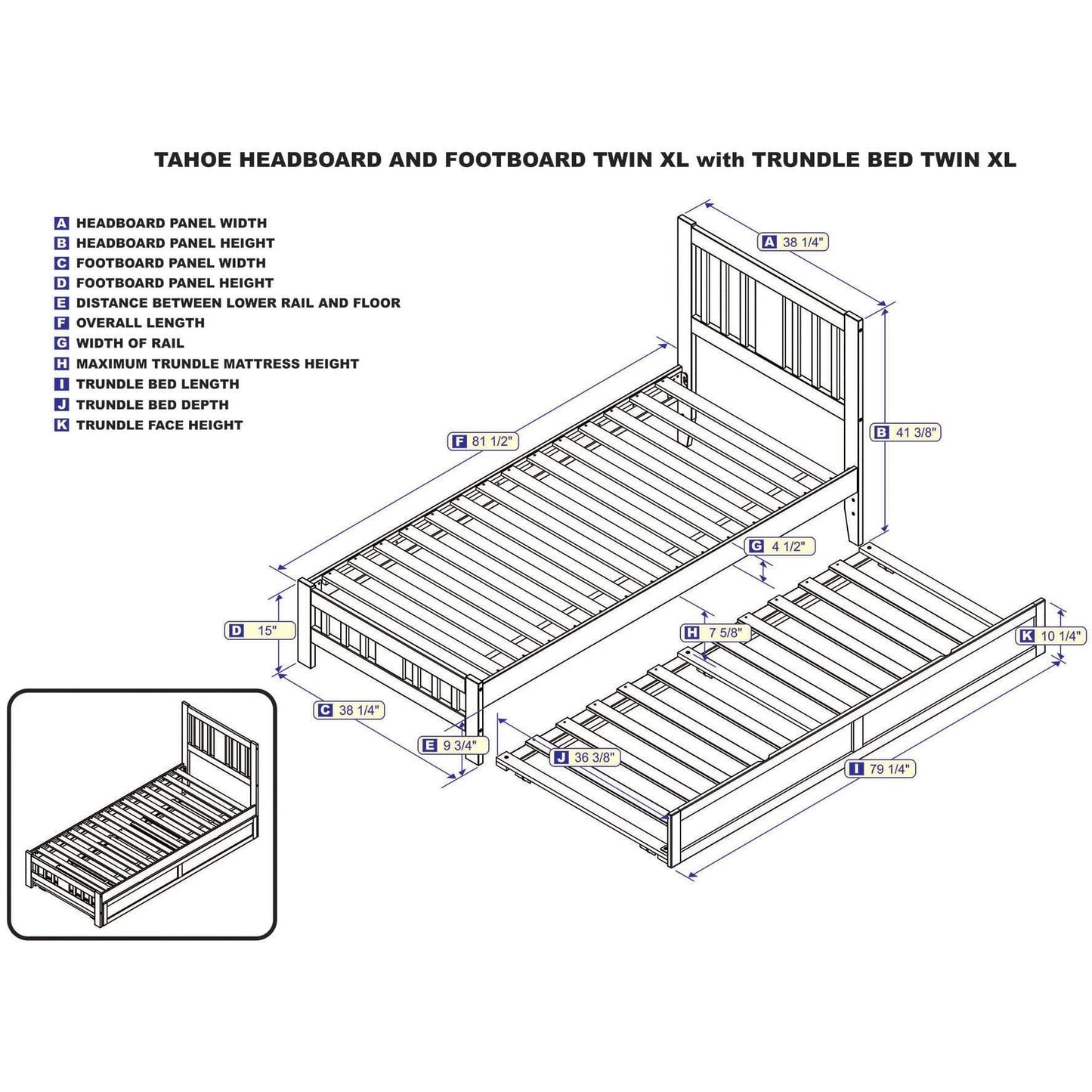 AFI Furnishings Tahoe Twin Extra Long Bed with Footboard and Twin Extra Long Trundle in White AG8961112