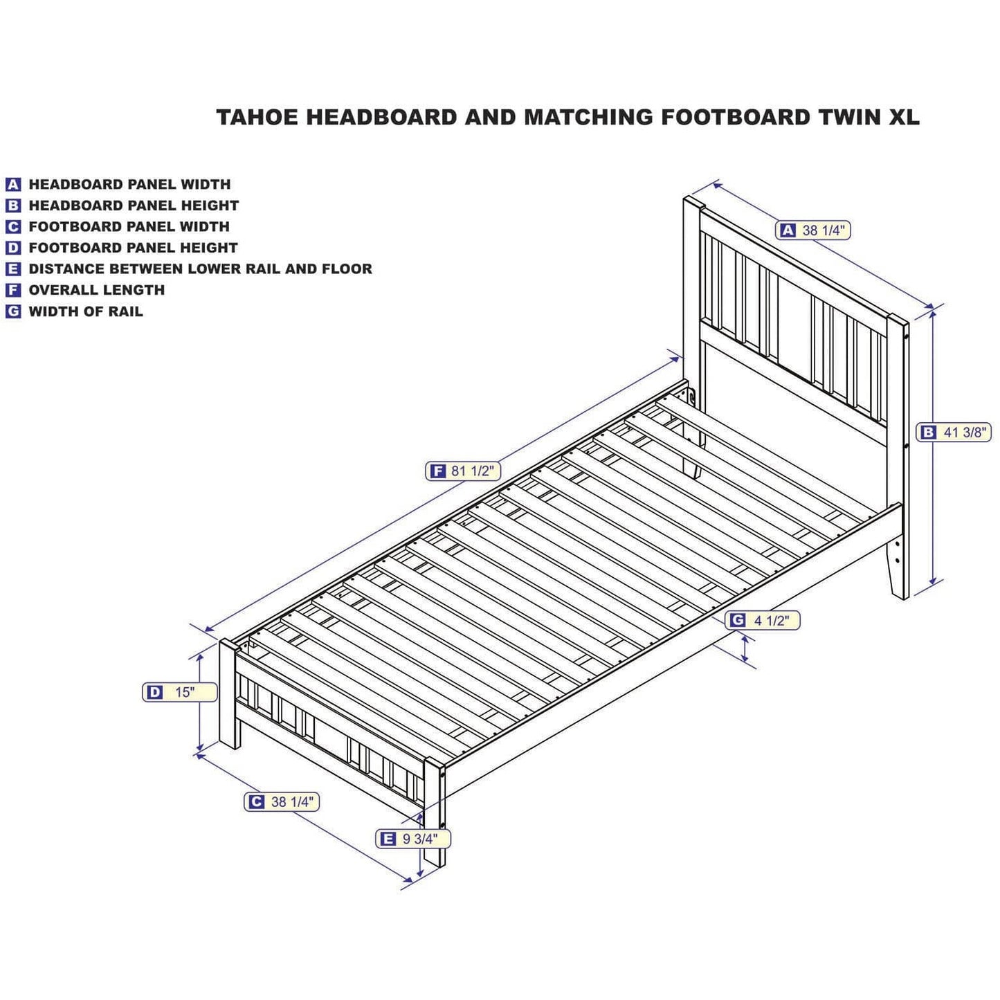 AFI Furnishings Tahoe Twin Extra Long Bed with Footboard in Grey AG8960019