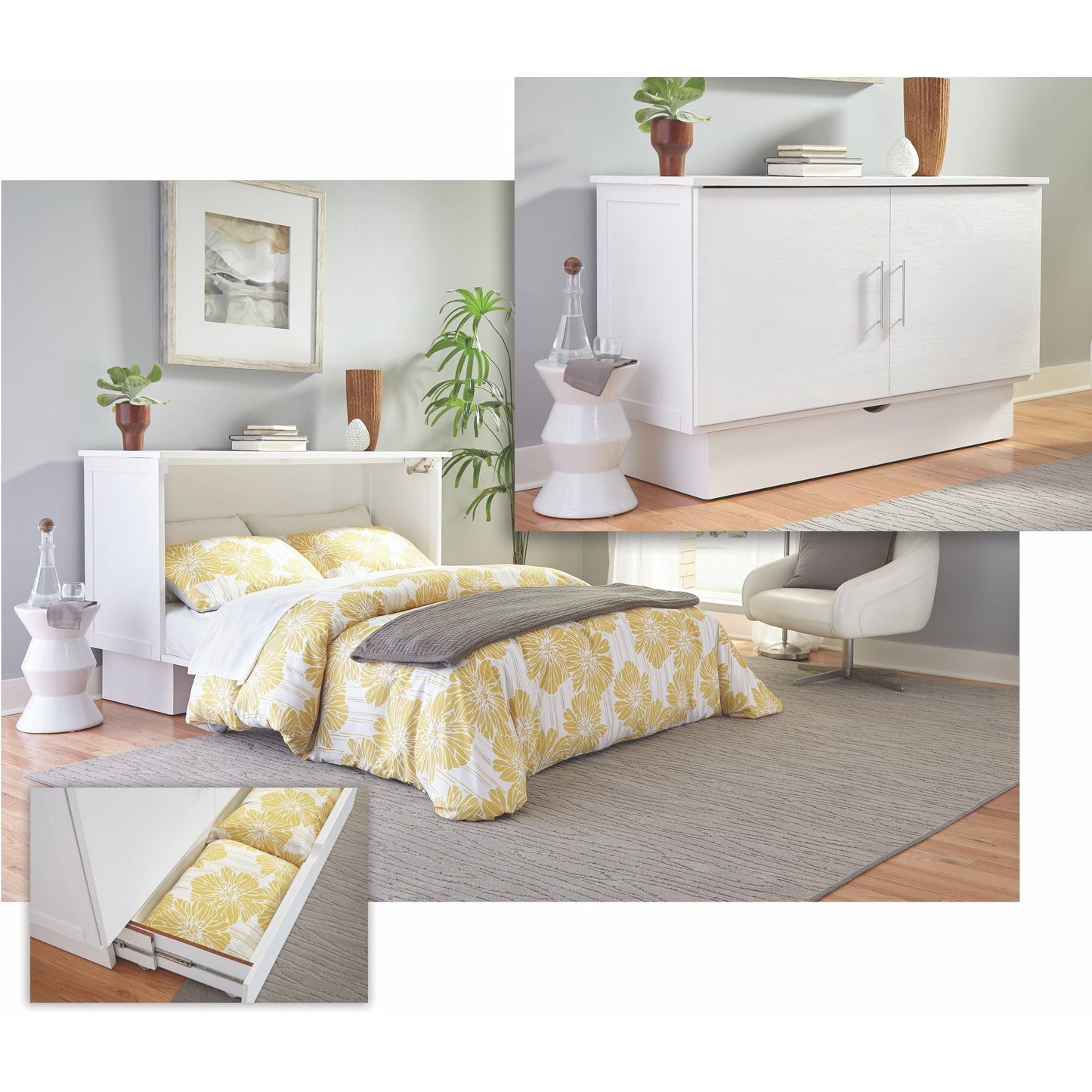 arason Madrid Creden-ZzZ Queen White Cabinet Bed 503-10