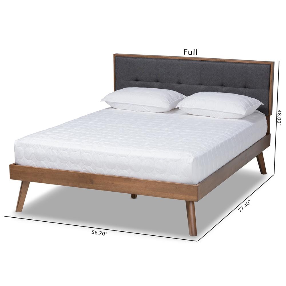 Baxton Studios Beds Baxton Studio Alke Mid-Century Modern Fabric Upholstered Wood Platform Bed